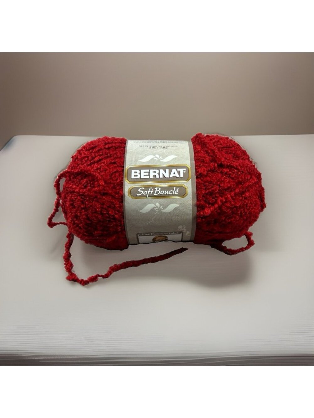 Bernat Soft Bouclé Yarn Richest Red 530 5 oz Skein Textured Acrylic Blend New